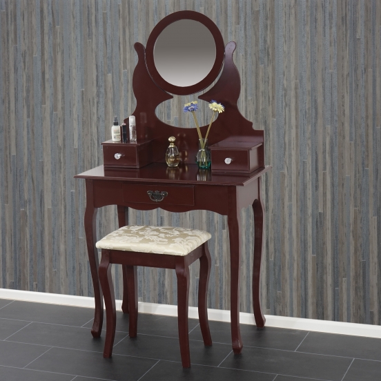 Toaletní stolek se stoličkou Creil, hnědý
